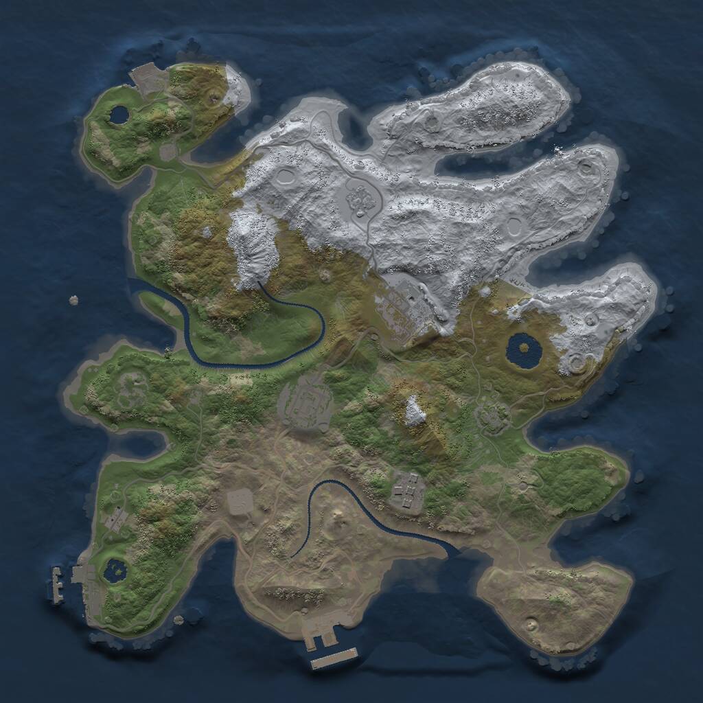 Rust Map: Procedural Map, Size: 3000, Seed: 1287803101, 8 Monuments