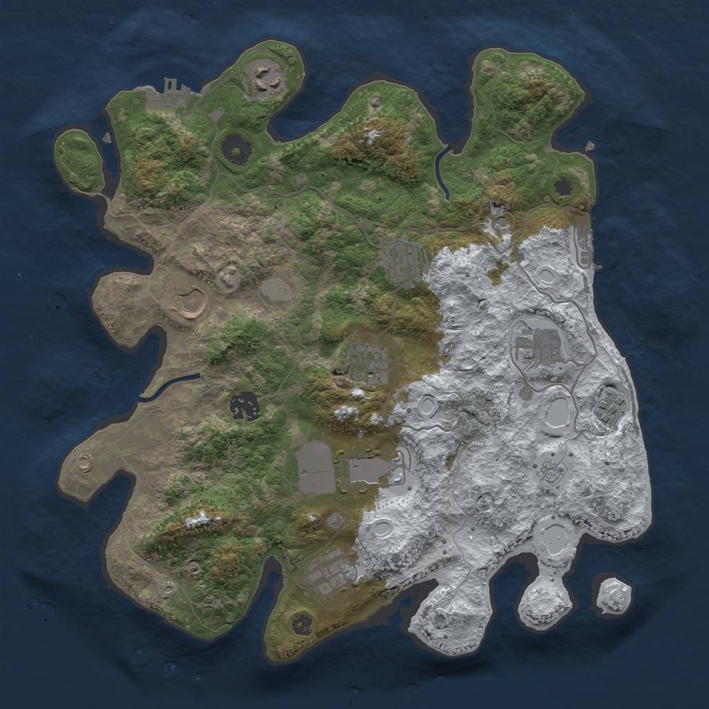 Rust Map: Procedural Map, Size: 3500, Seed: 757, 18 Monuments