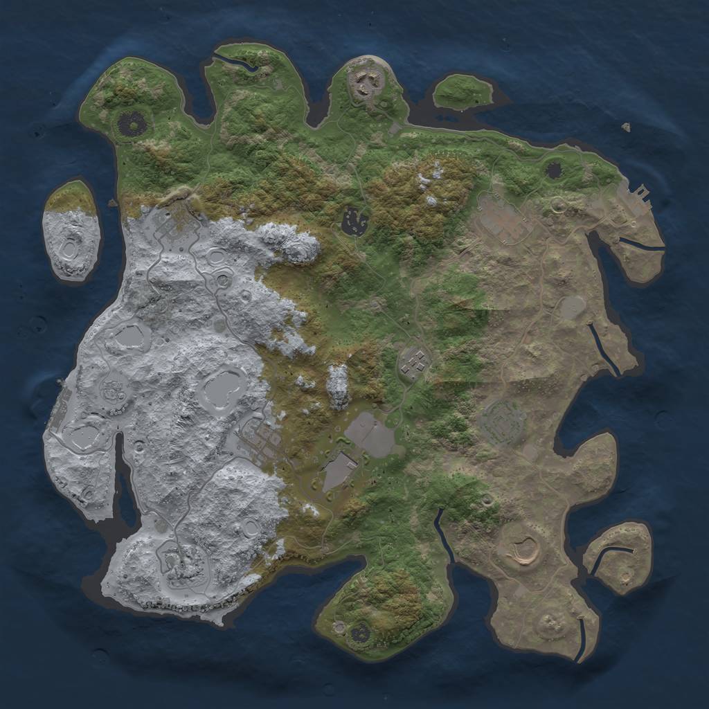 Rust Map: Procedural Map, Size: 3850, Seed: 279121539, 19 Monuments