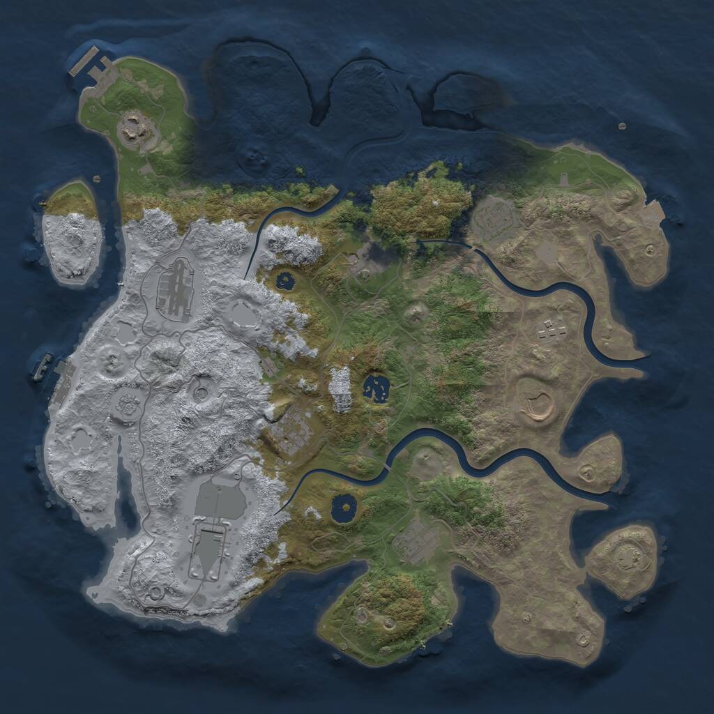Rust Map: Procedural Map, Size: 3850, Seed: 279121539, 16 Monuments