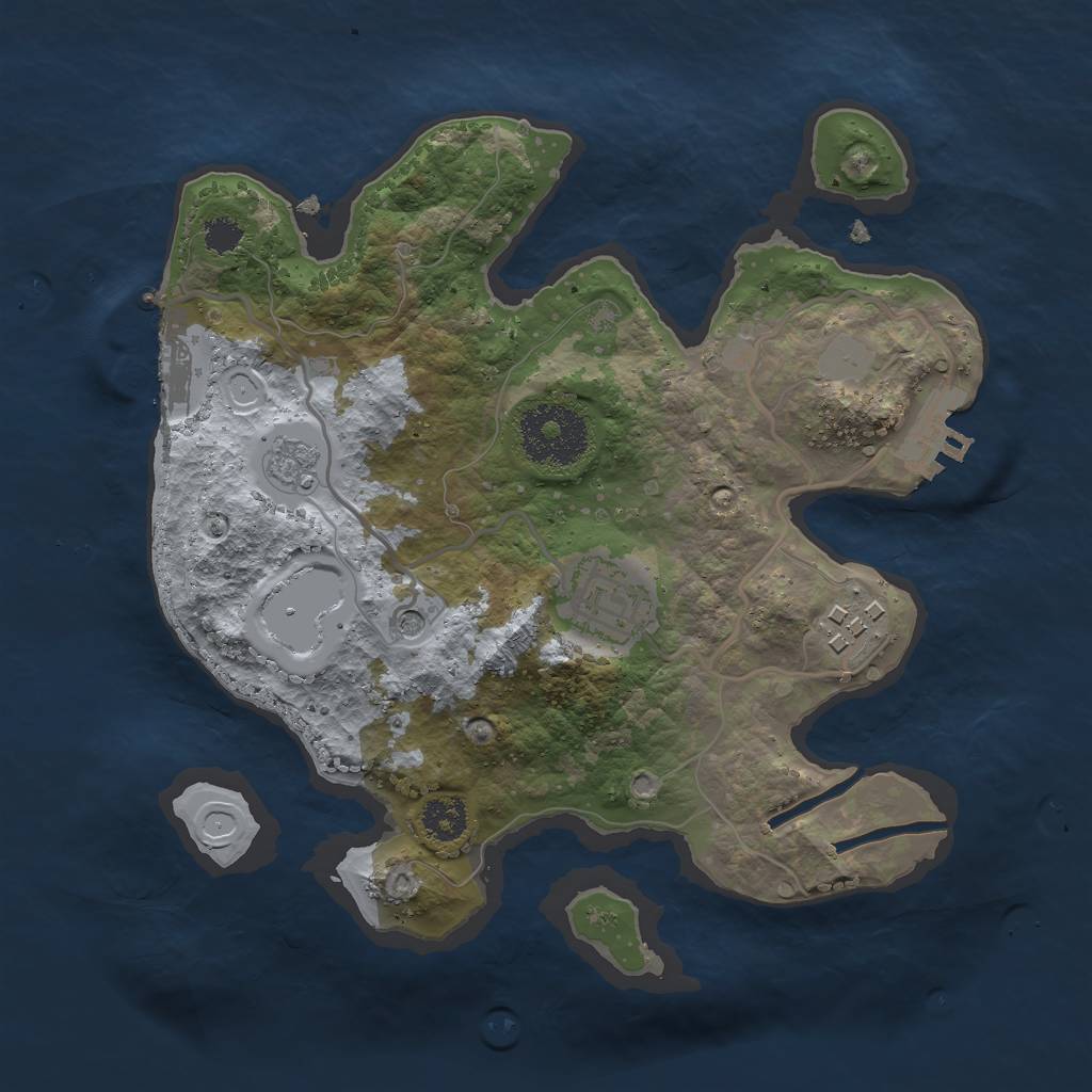 Rust Map: Procedural Map, Size: 2500, Seed: 2139148533, 11 Monuments