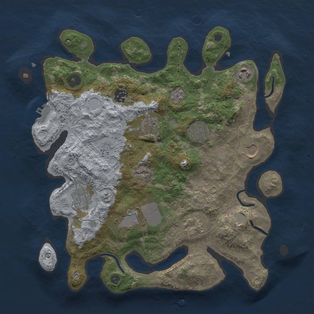 Rust Map: Procedural Map, Size: 3500, Seed: 1150368377, 15 Monuments