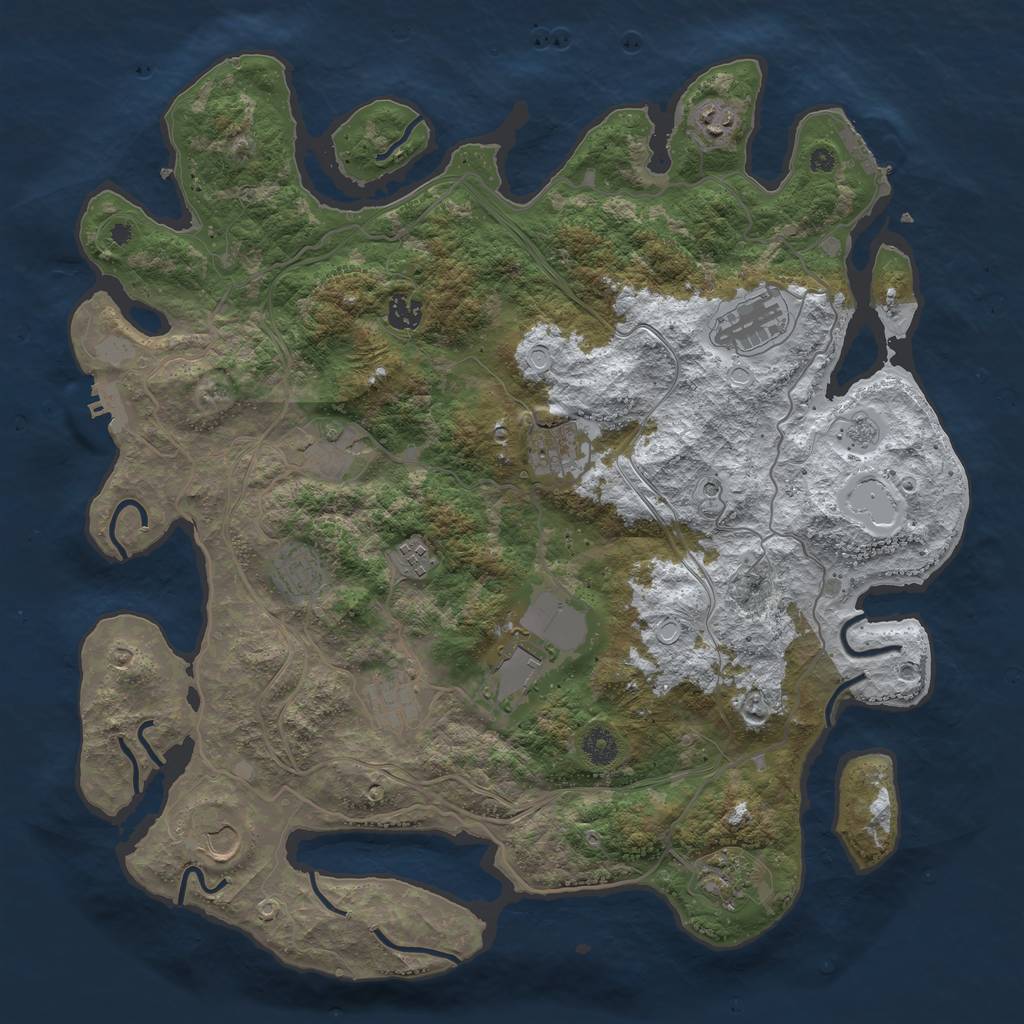Rust Map: Procedural Map, Size: 4250, Seed: 1883558545, 20 Monuments