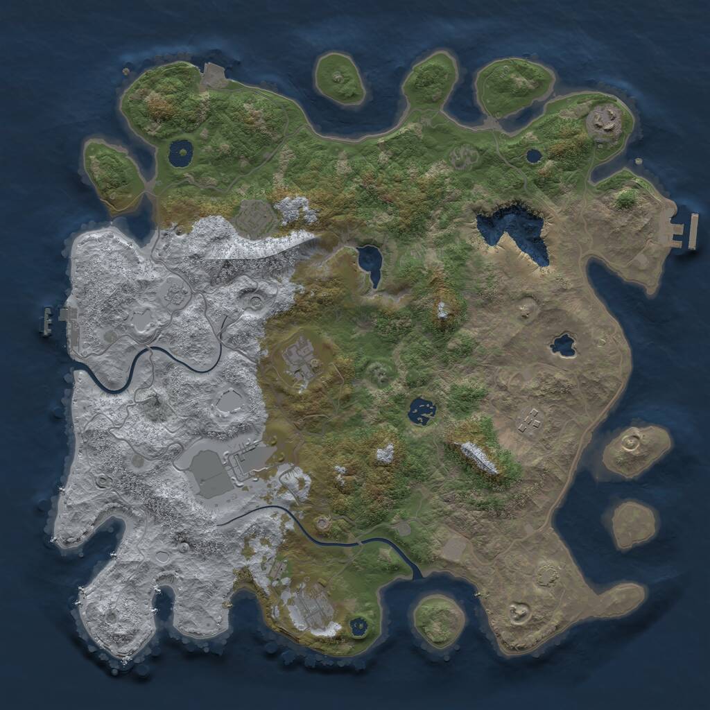 Rust Map: Procedural Map, Size: 4000, Seed: 452877, 13 Monuments