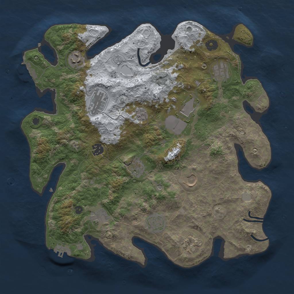 Rust Map: Procedural Map, Size: 3700, Seed: 1490372495, 20 Monuments