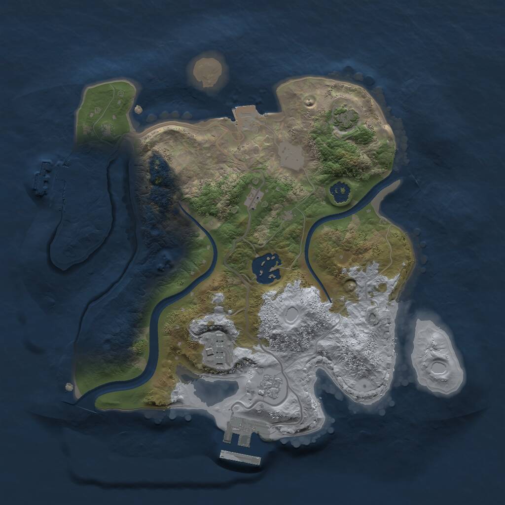 Rust Map: Procedural Map, Size: 2500, Seed: 1045888095, 7 Monuments