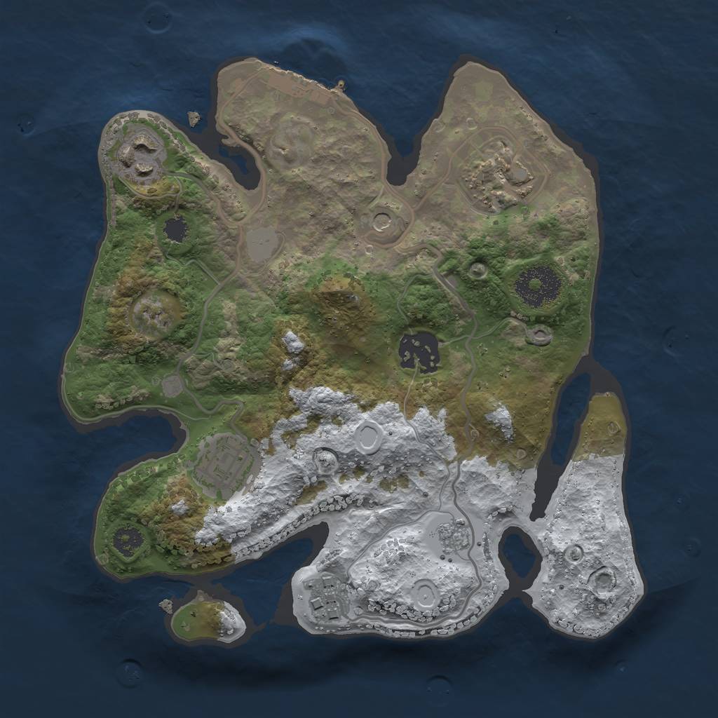 Rust Map: Procedural Map, Size: 2500, Seed: 135377, 13 Monuments