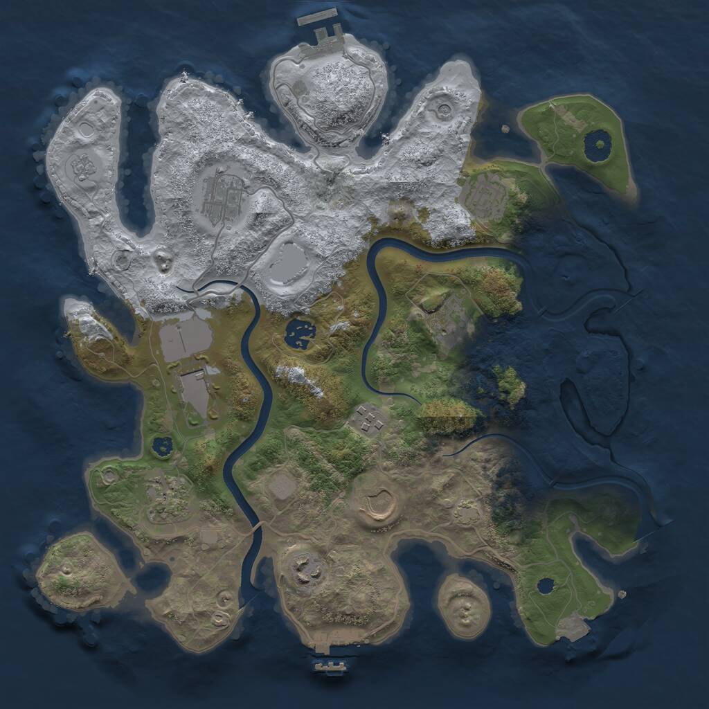 Rust Map: Procedural Map, Size: 3500, Seed: 74567, 15 Monuments