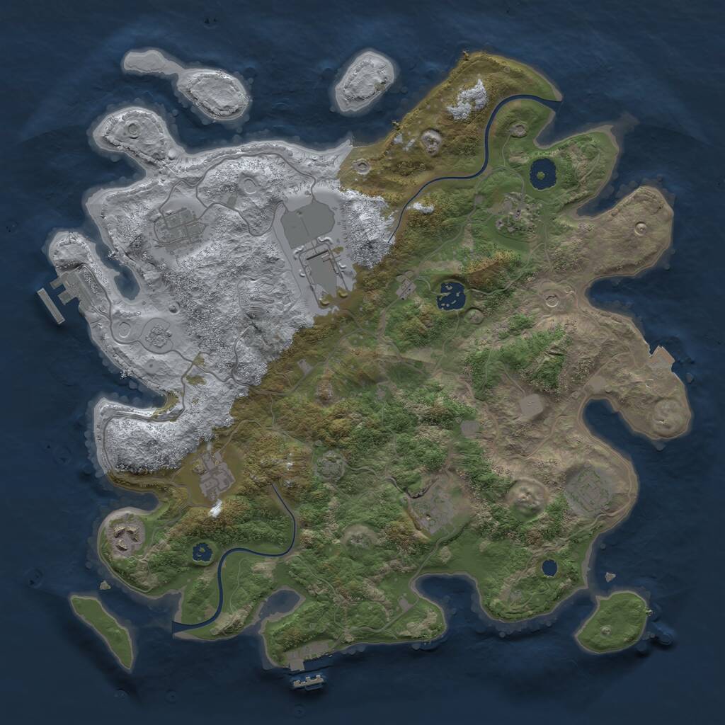 Rust Map: Procedural Map, Size: 3700, Seed: 1715023428, 14 Monuments