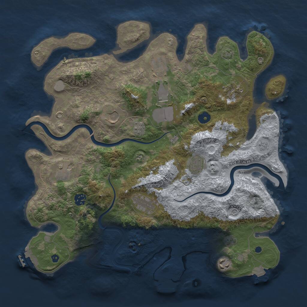 Rust Map: Procedural Map, Size: 3850, Seed: 208482707, 16 Monuments