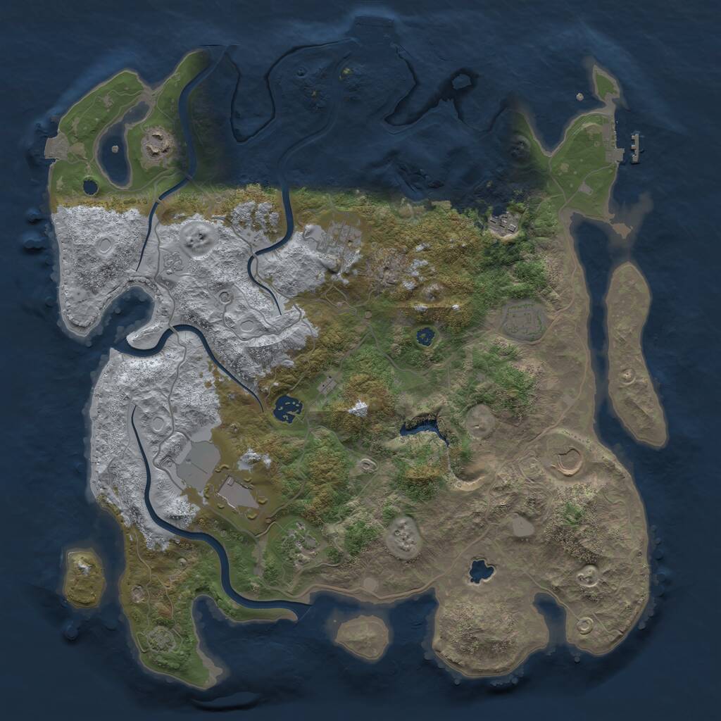 Rust Map: Procedural Map, Size: 4000, Seed: 449575, 14 Monuments