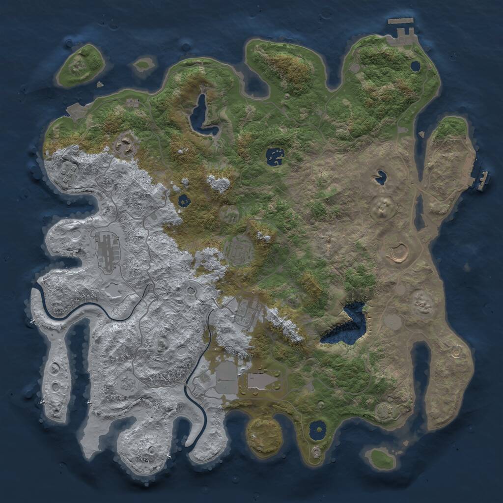 Rust Map: Procedural Map, Size: 4000, Seed: 605864, 14 Monuments