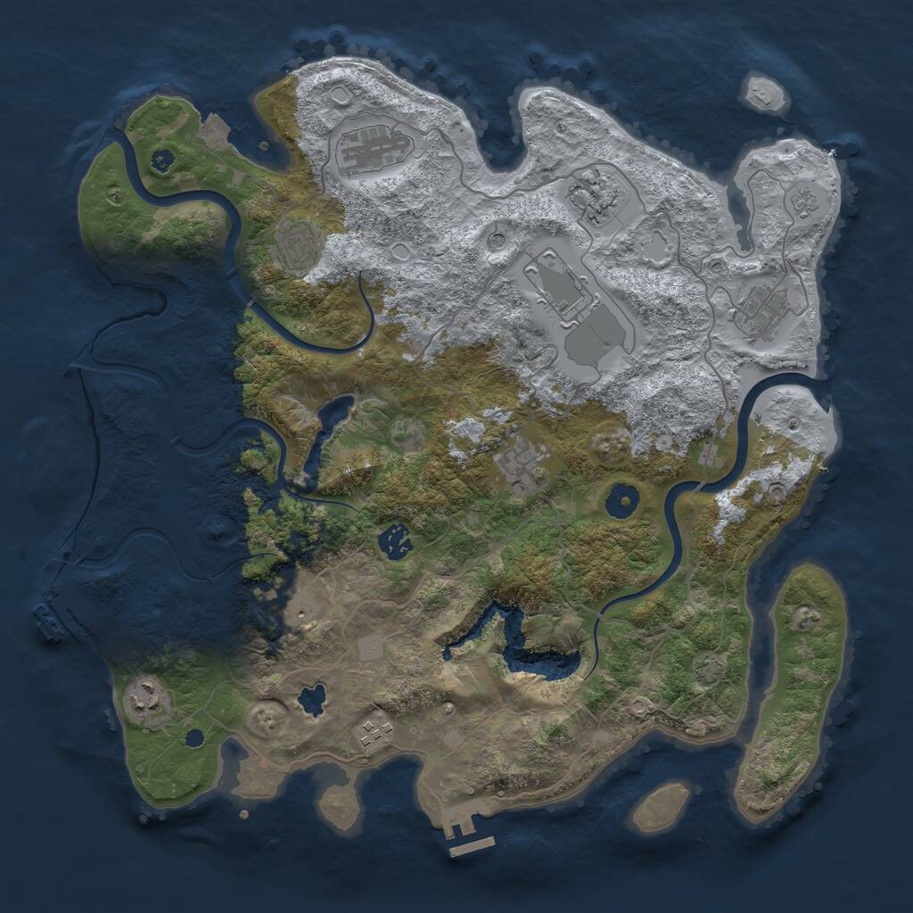 Rust Map: Procedural Map, Size: 4000, Seed: 892024, 16 Monuments