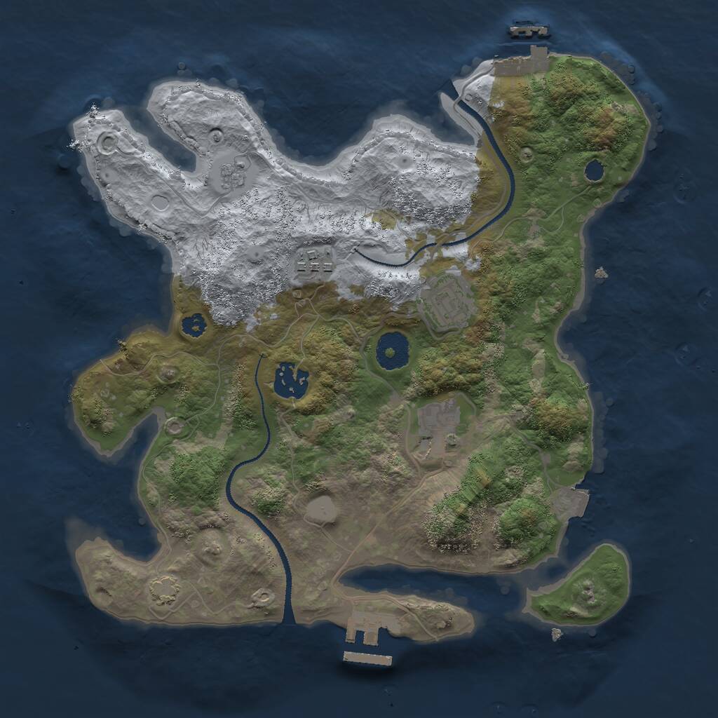 Rust Map: Procedural Map, Size: 3000, Seed: 2113139564, 9 Monuments