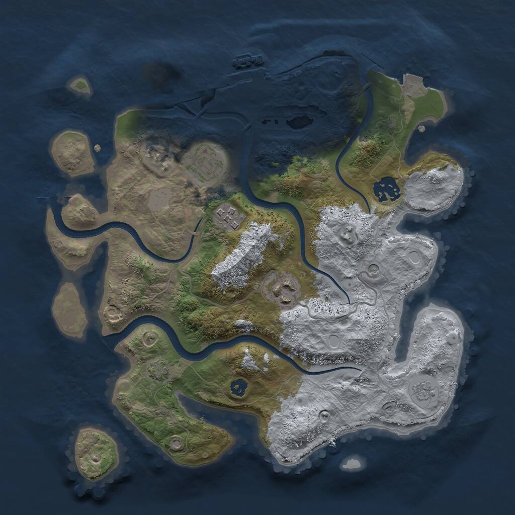 Rust Map: Procedural Map, Size: 3000, Seed: 15660, 9 Monuments