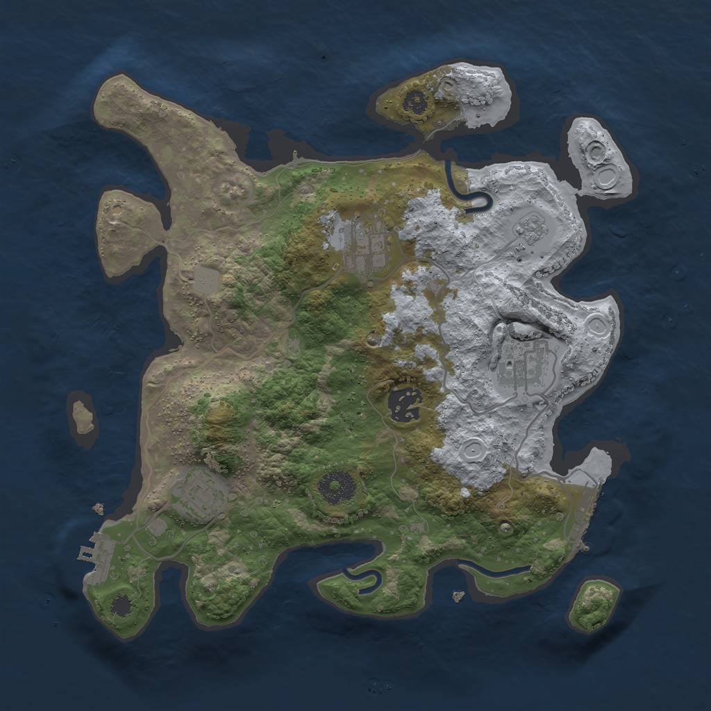 Rust Map: Procedural Map, Size: 3000, Seed: 753134383, 10 Monuments