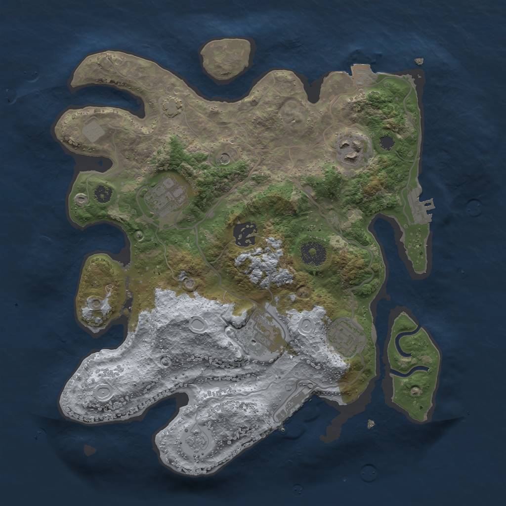 Rust Map: Procedural Map, Size: 3000, Seed: 177777, 13 Monuments