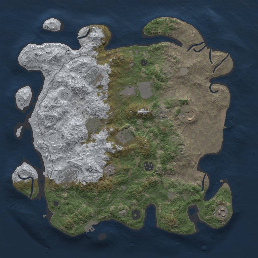 Rust Map: Procedural Map, Size: 4000, Seed: 513690, 18 Monuments