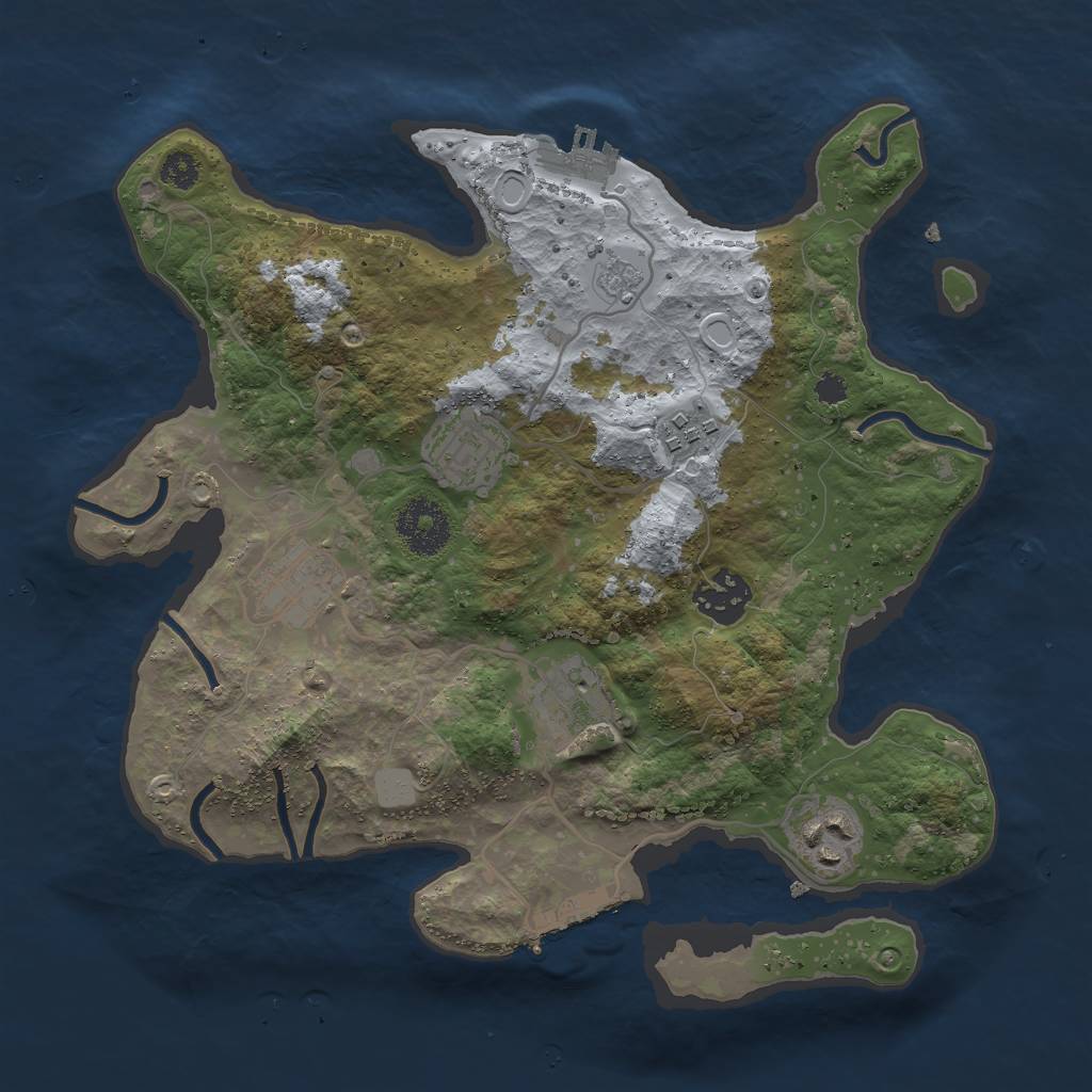 Rust Map: Procedural Map, Size: 3000, Seed: 4811, 14 Monuments