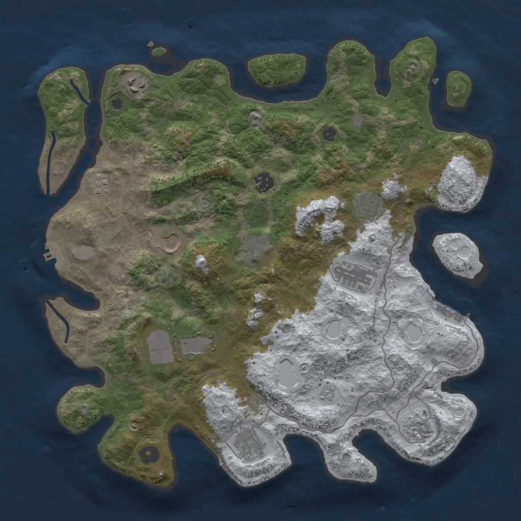 Rust Map: Procedural Map, Size: 4000, Seed: 453942590, 19 Monuments