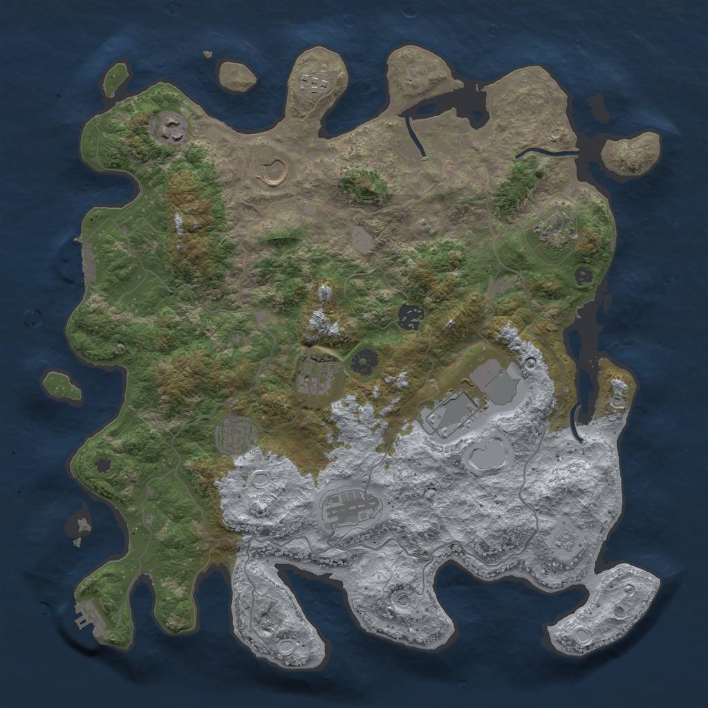 Rust Map: Procedural Map, Size: 4000, Seed: 22134, 16 Monuments