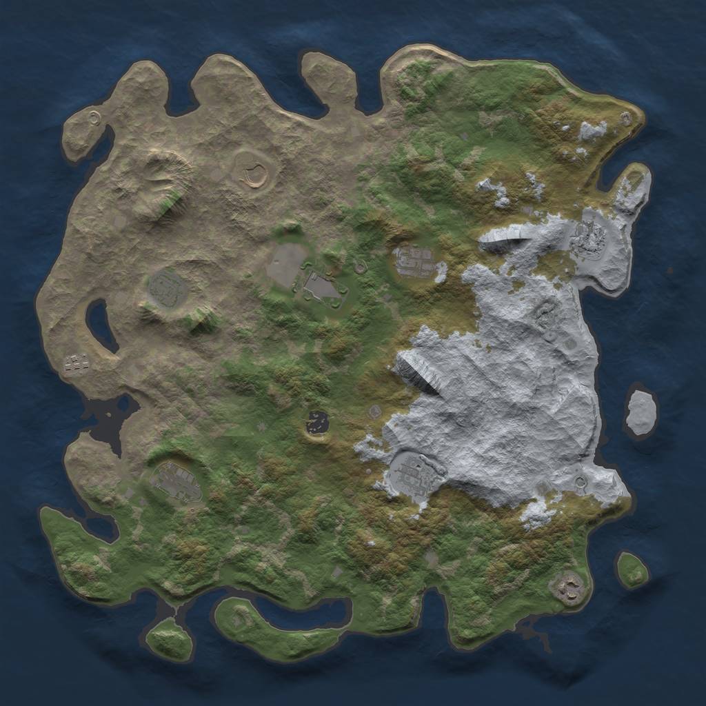 Rust Map: Barren, Size: 4500, Seed: 276871884, 13 Monuments