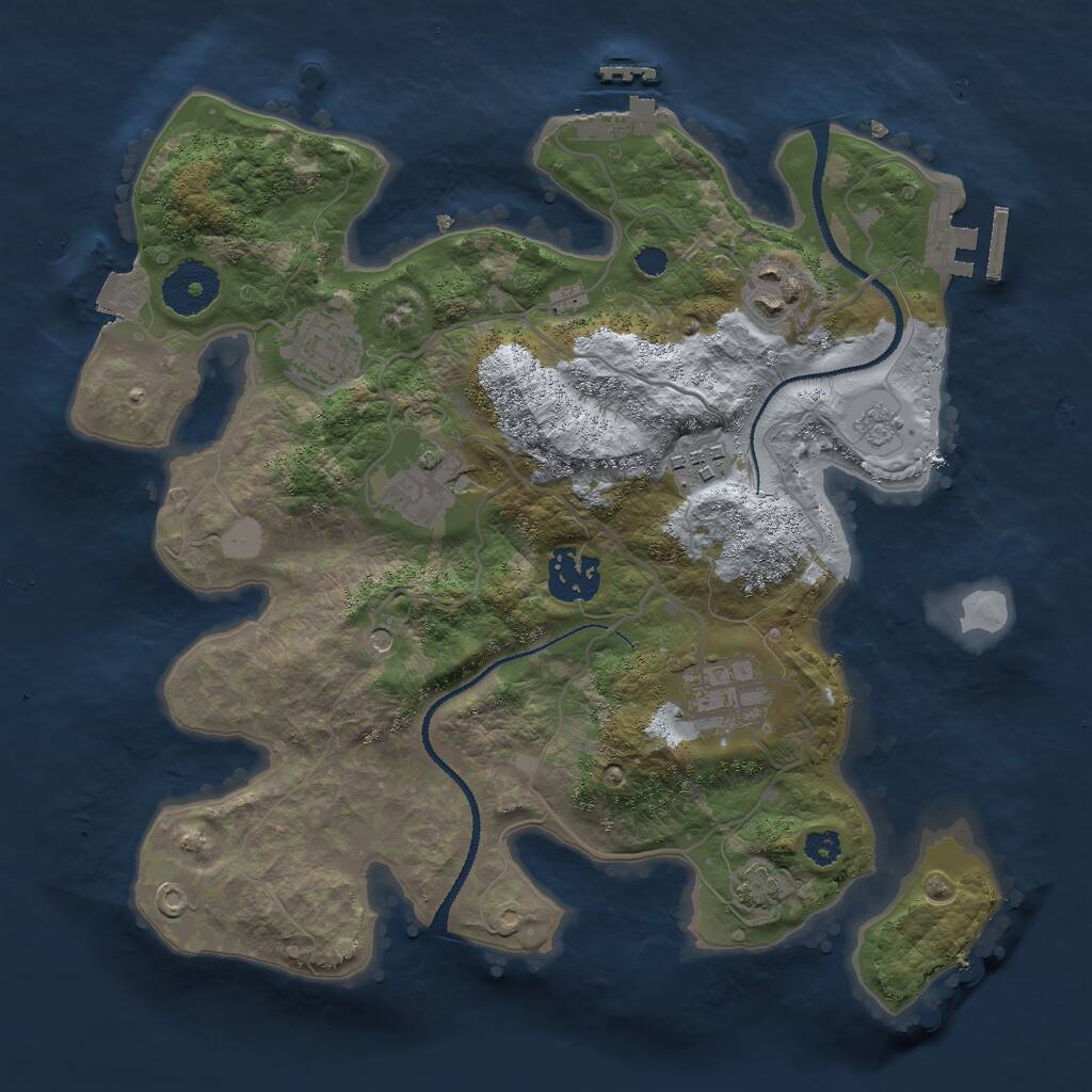 Rust Map: Procedural Map, Size: 3000, Seed: 65623, 12 Monuments