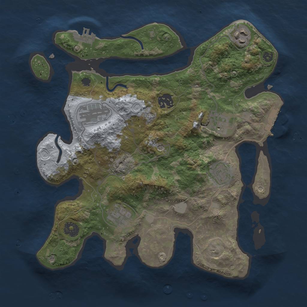 Rust Map: Procedural Map, Size: 3000, Seed: 25589, 14 Monuments