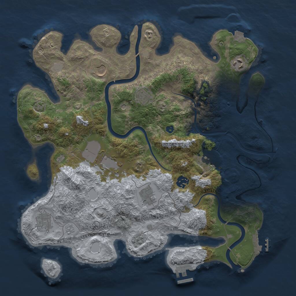 Rust Map: Procedural Map, Size: 3750, Seed: 254214, 15 Monuments