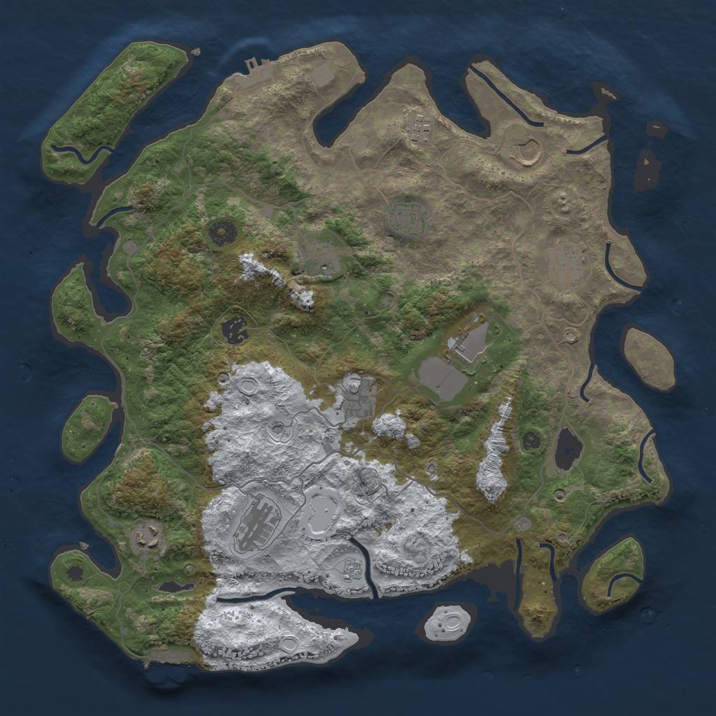 Rust Map: Procedural Map, Size: 4000, Seed: 1802132889, 19 Monuments