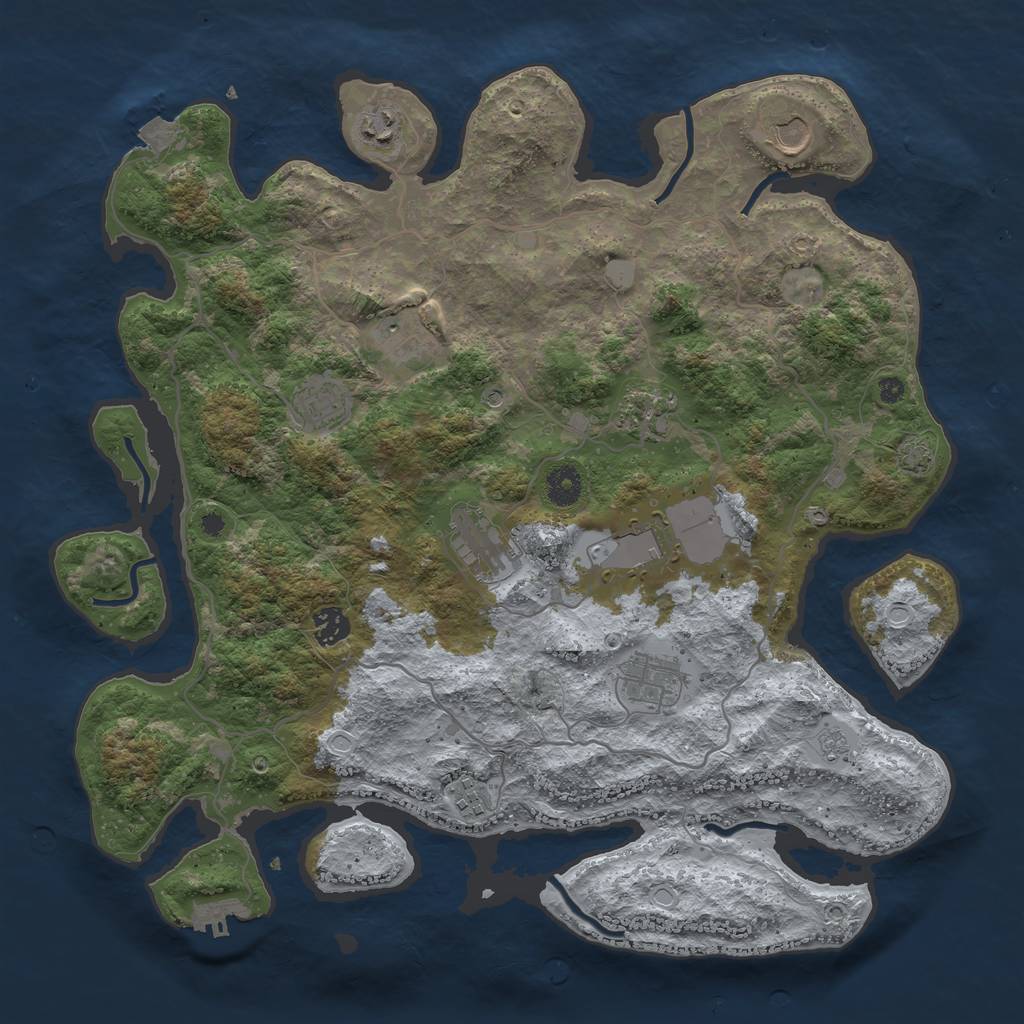 Rust Map: Procedural Map, Size: 4000, Seed: 40321, 17 Monuments