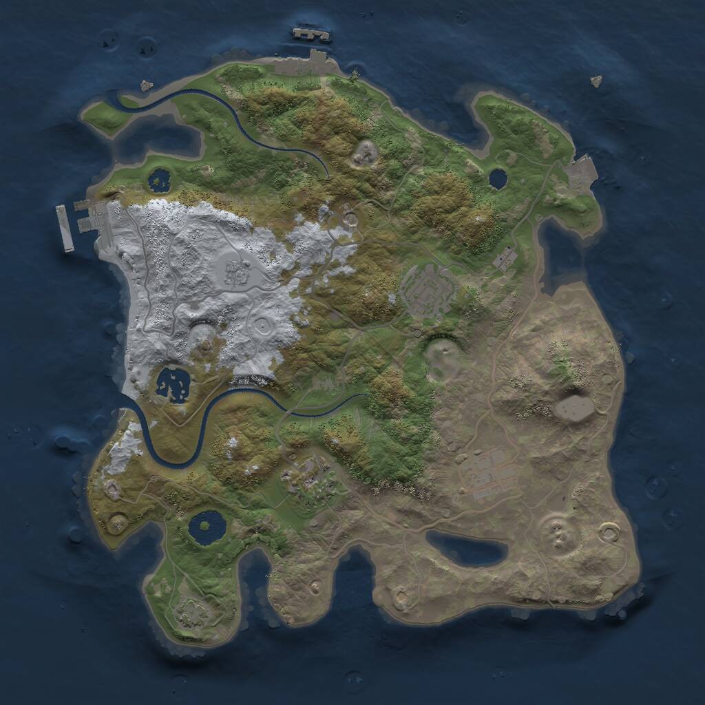 Rust Map: Procedural Map, Size: 3000, Seed: 2121005360, 10 Monuments