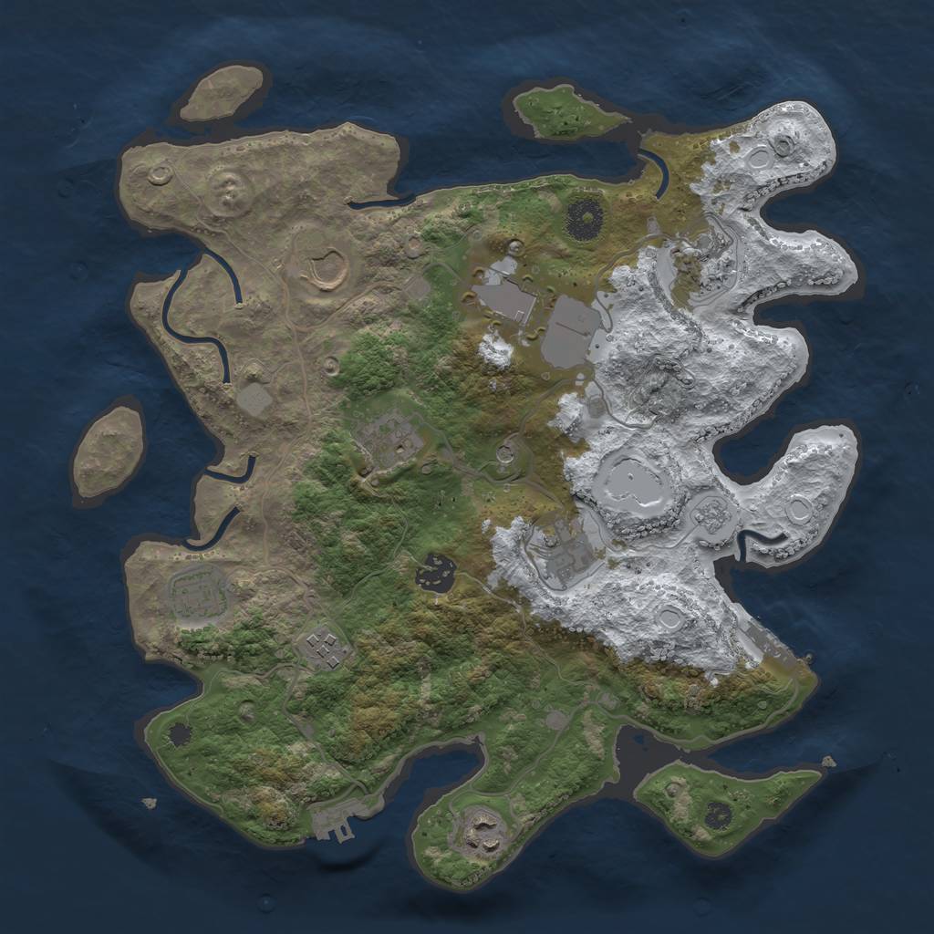 Rust Map: Procedural Map, Size: 3500, Seed: 96039872, 18 Monuments