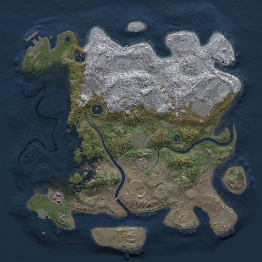 Rust Map: Procedural Map, Size: 3700, Seed: 1675830075, 14 Monuments