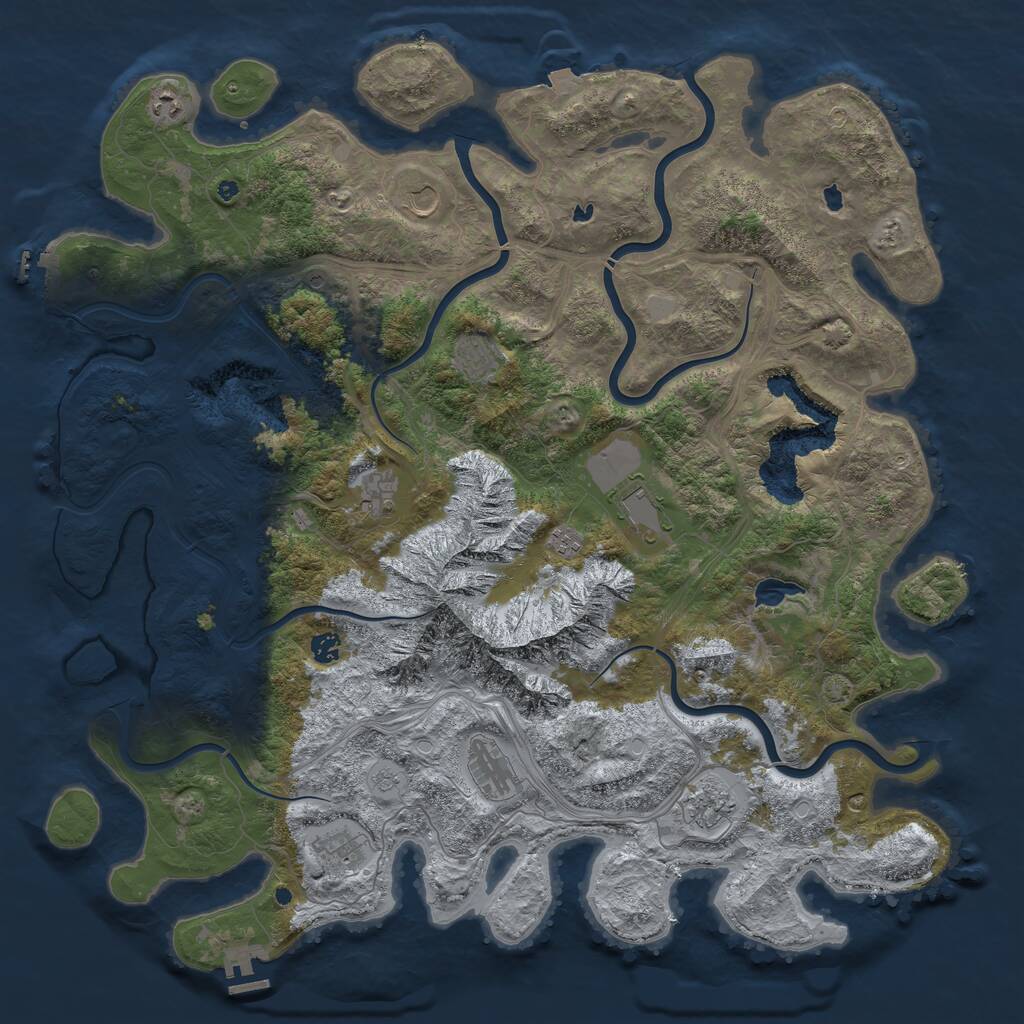 Rust Map: Procedural Map, Size: 5000, Seed: 34287, 16 Monuments