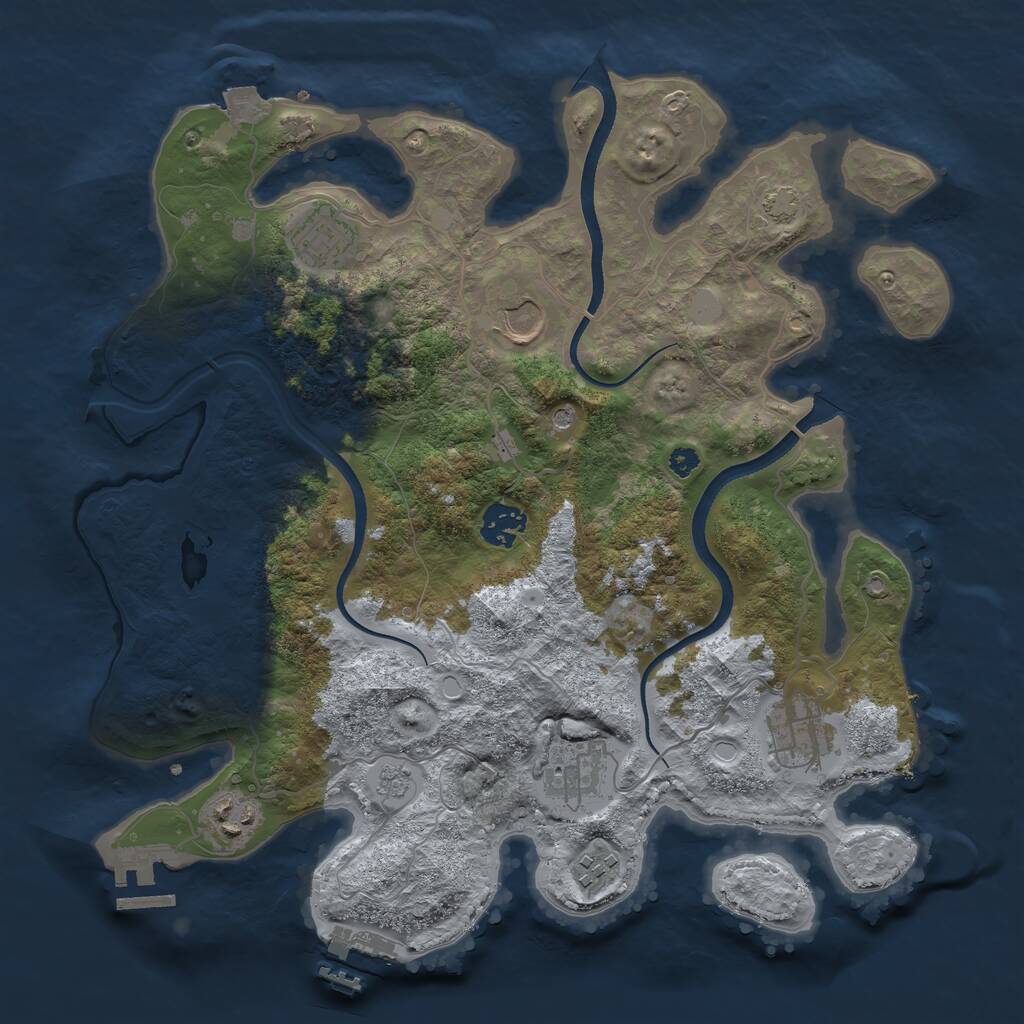 Rust Map: Procedural Map, Size: 3500, Seed: 130524, 13 Monuments