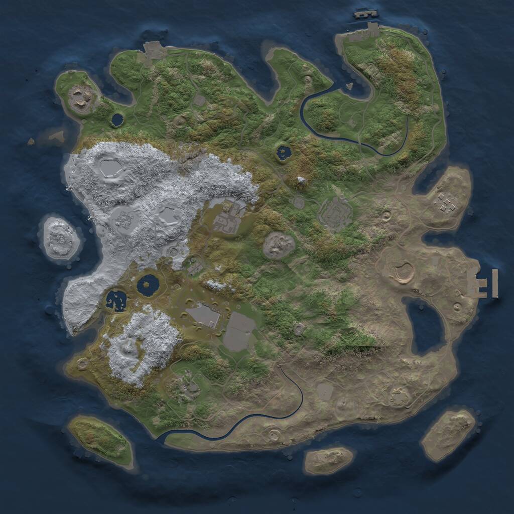 Rust Map: Procedural Map, Size: 3600, Seed: 11048804, 14 Monuments