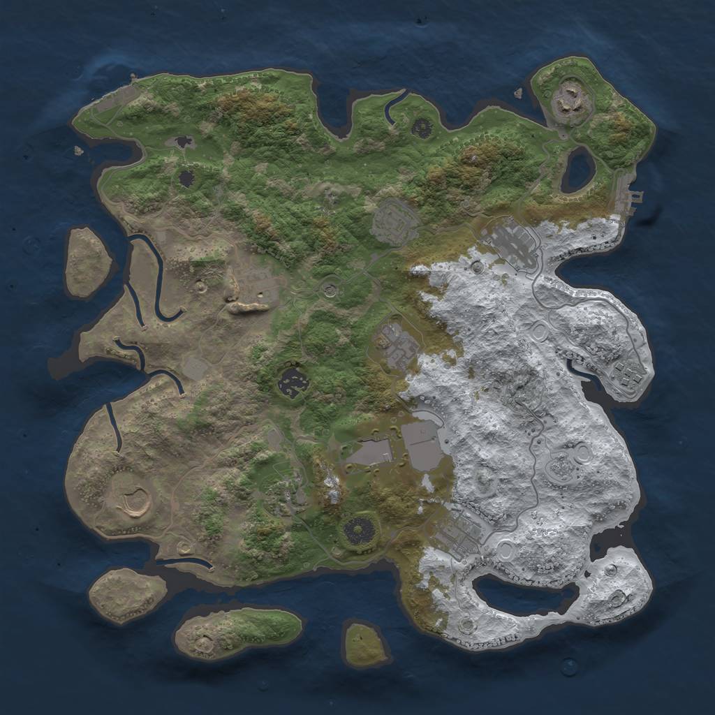Rust Map: Procedural Map, Size: 3700, Seed: 1109358680, 20 Monuments