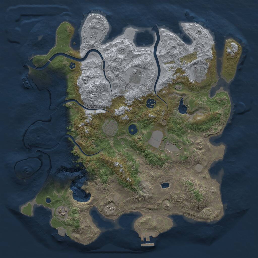 Rust Map: Procedural Map, Size: 4000, Seed: 1546705165, 13 Monuments