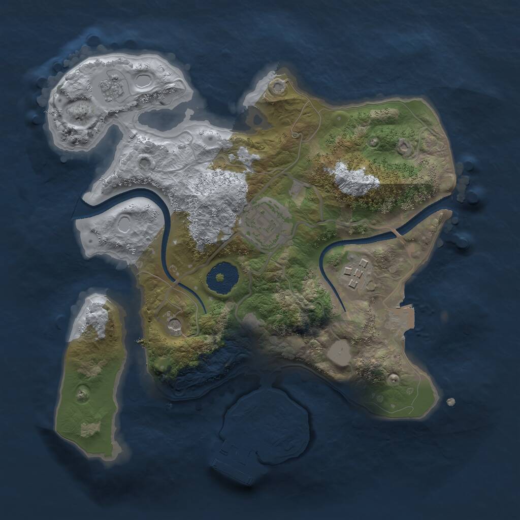 Rust Map: Procedural Map, Size: 2500, Seed: 757772229, 6 Monuments