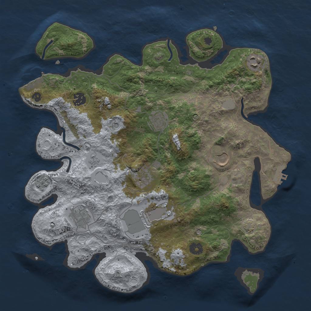 Rust Map: Procedural Map, Size: 3500, Seed: 666665, 16 Monuments
