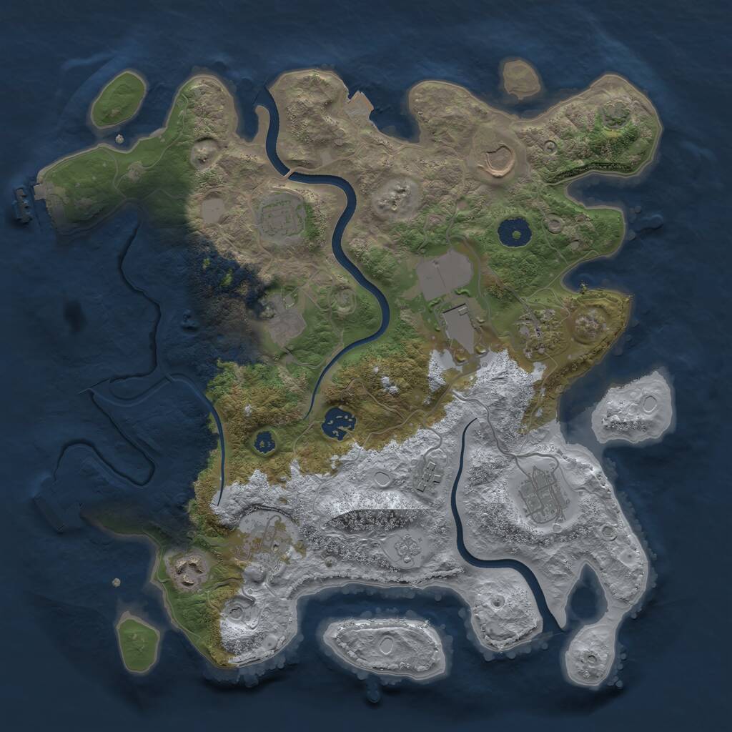Rust Map: Procedural Map, Size: 3500, Seed: 311017, 16 Monuments