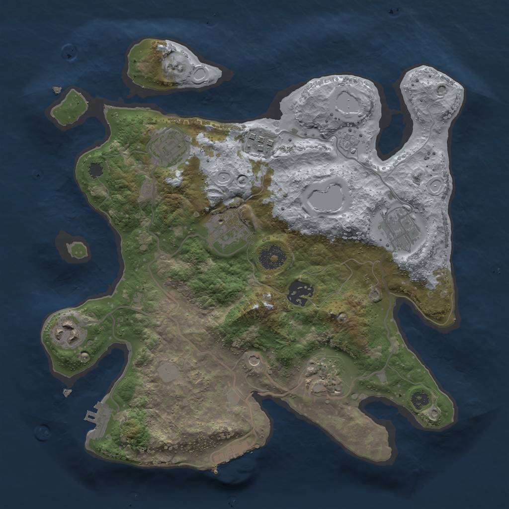 Rust Map: Procedural Map, Size: 3000, Seed: 565656, 16 Monuments