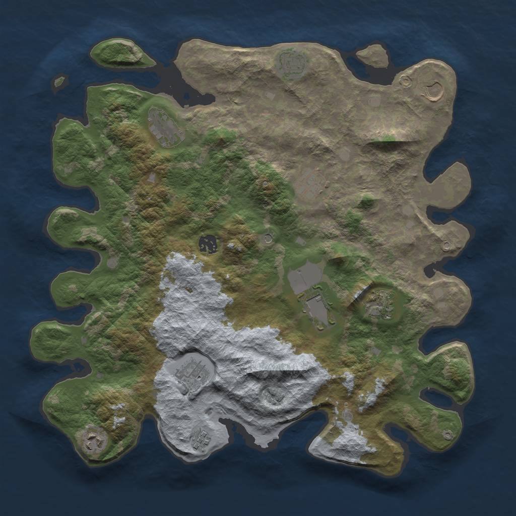 Rust Map: Barren, Size: 4000, Seed: 1764793052, 13 Monuments
