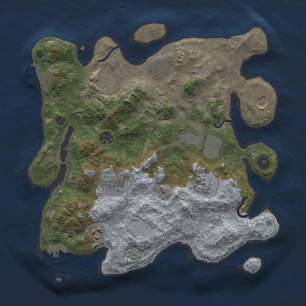 Rust Map: Procedural Map, Size: 3500, Seed: 525, 18 Monuments