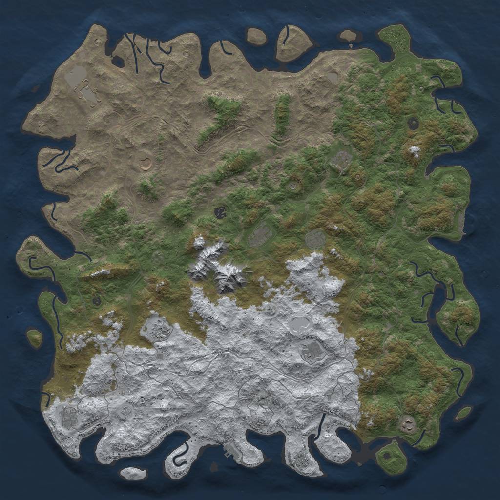 Rust Map: Procedural Map, Size: 6000, Seed: 42414591, 20 Monuments