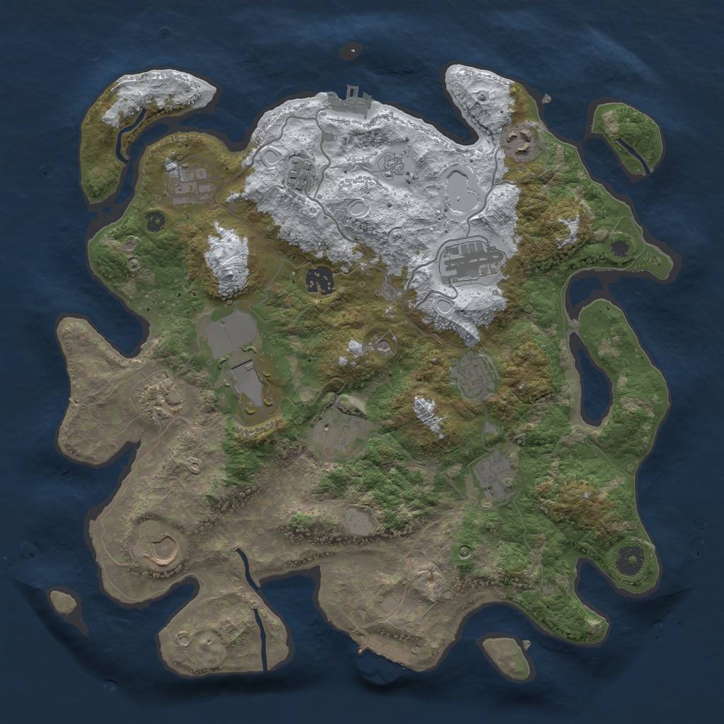 Rust Map: Procedural Map, Size: 3700, Seed: 605645187, 20 Monuments