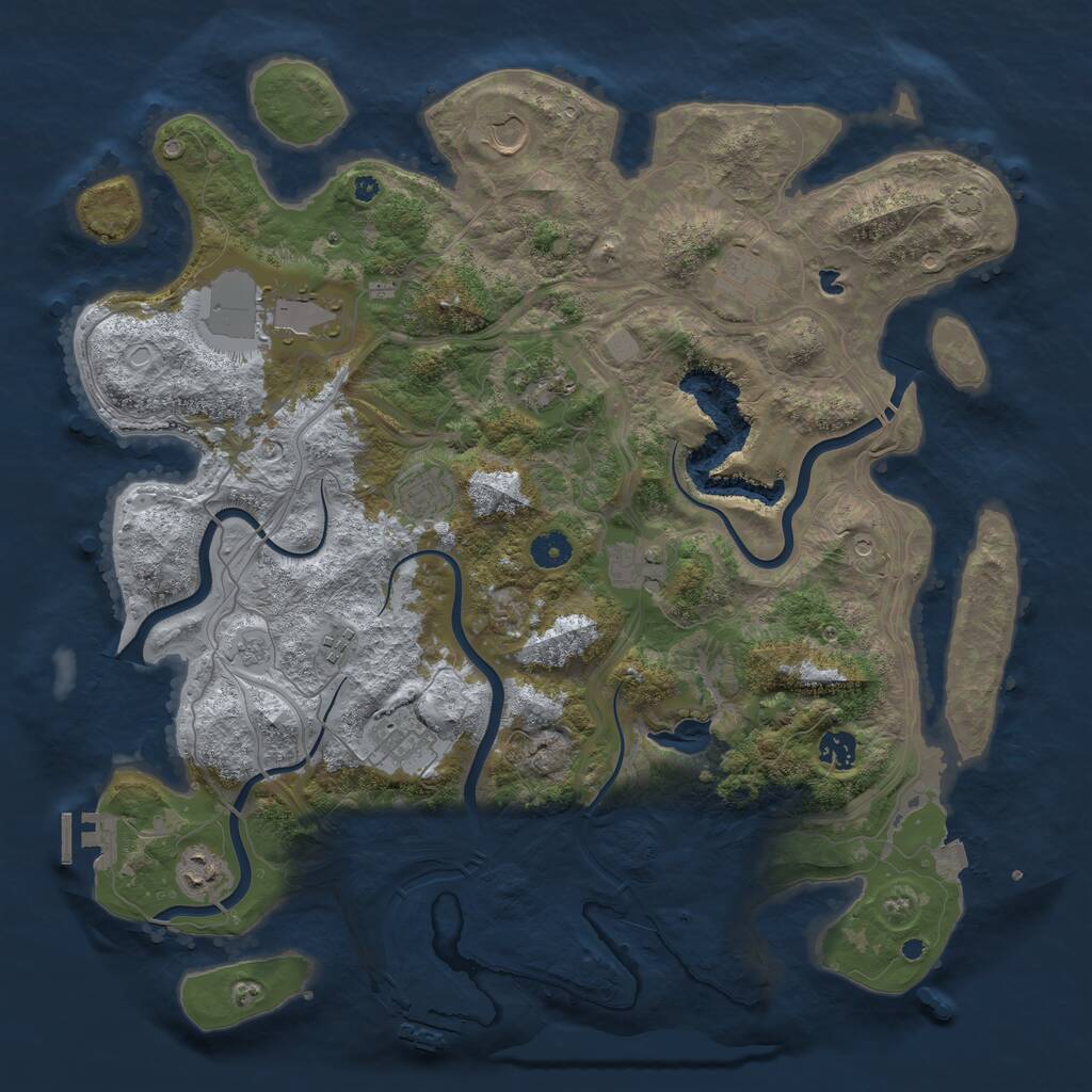 Rust Map: Procedural Map, Size: 4250, Seed: 740957520, 16 Monuments
