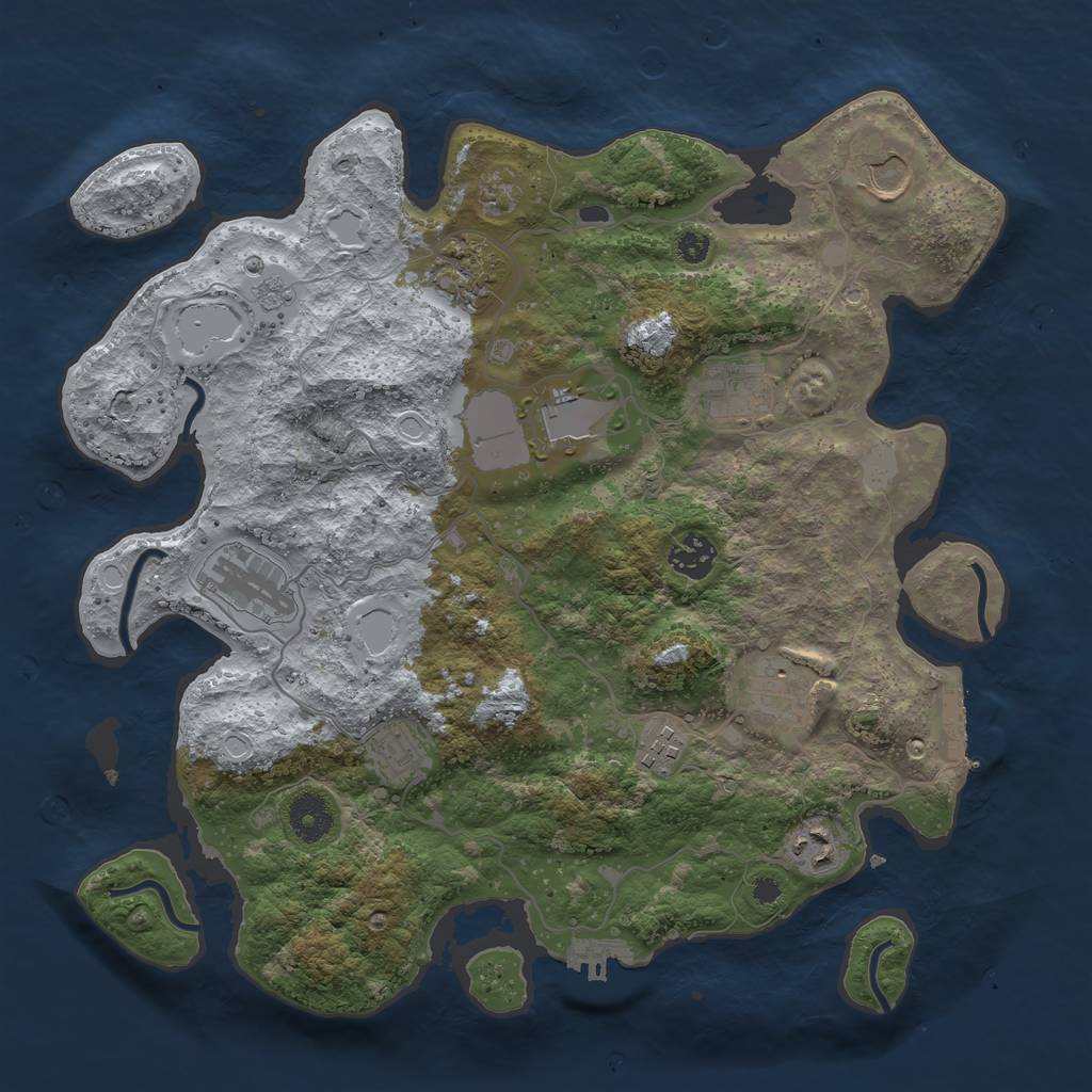 Rust Map: Procedural Map, Size: 3600, Seed: 435422, 16 Monuments