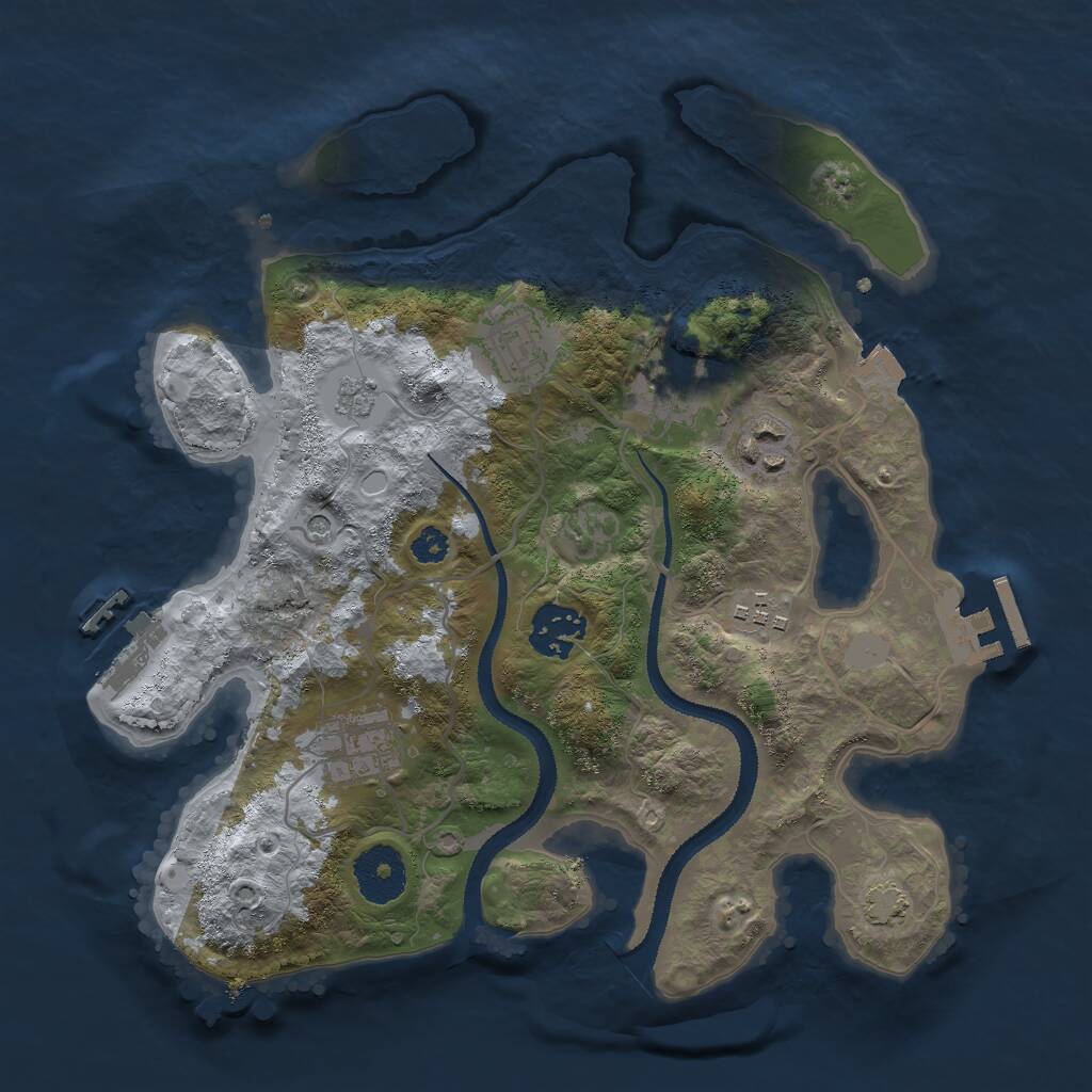 Rust Map: Procedural Map, Size: 3000, Seed: 1162650393, 12 Monuments